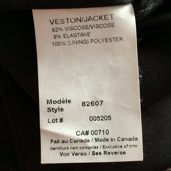 Joseph Ribkoff Newspaper Print Jacket Sz 6 Black White Ink Blotches Zip Lined - Picture 7 of 7